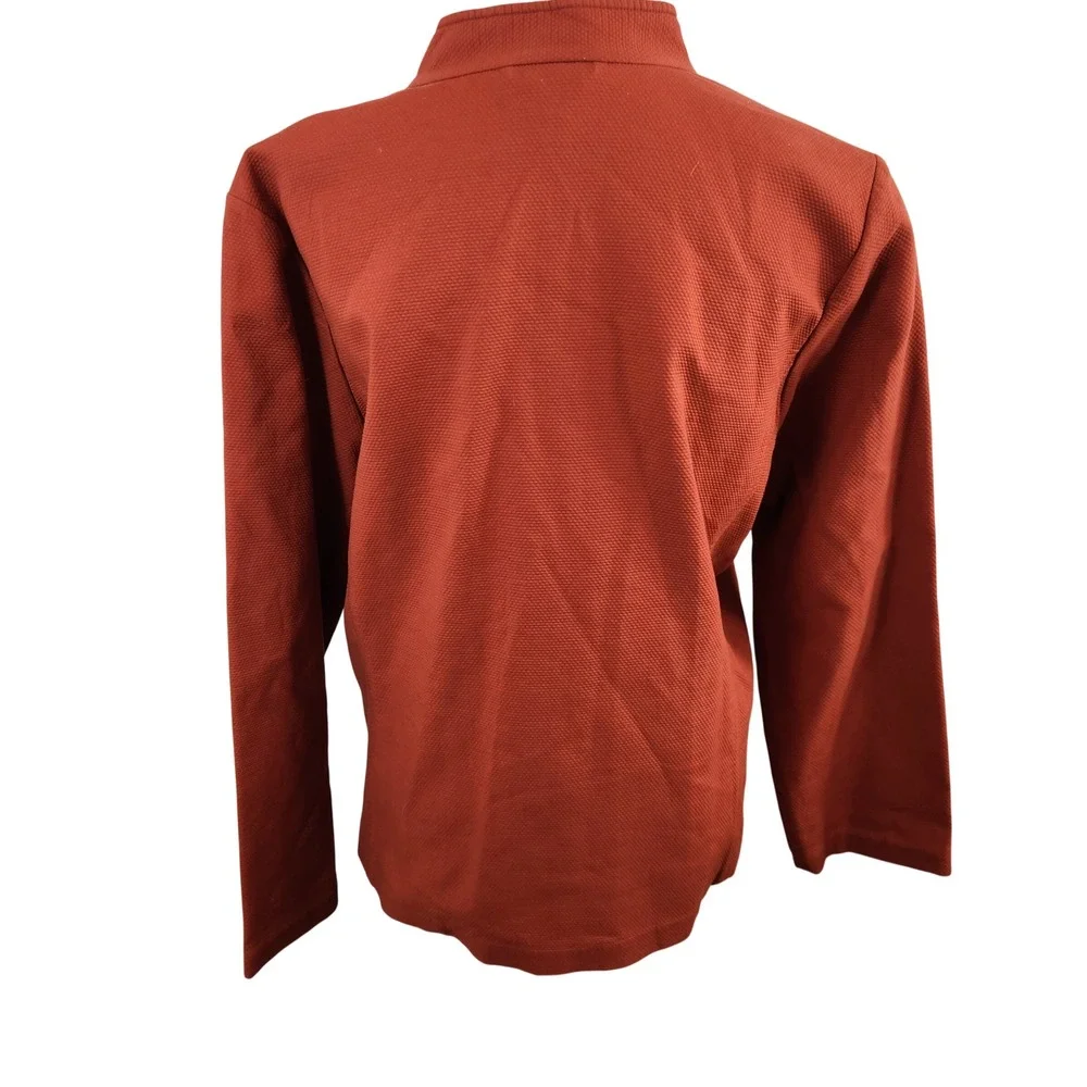 Eileen Fisher‎ Red Orange Textured Knit Blazer Jacket Women's Size L